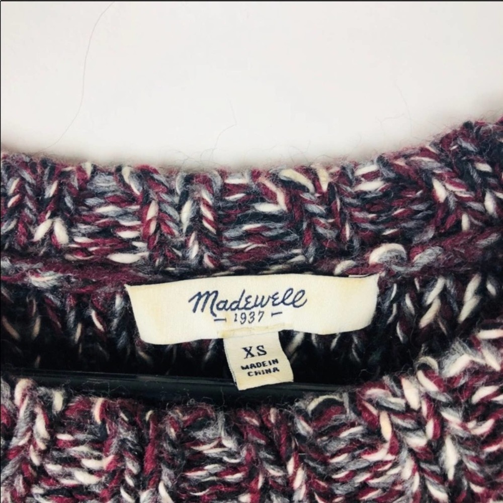 Madewell Firelight Marled Sweater XS Cozy Knit Pullover Burgundy Brown Crewneck - Picture 3 of 9